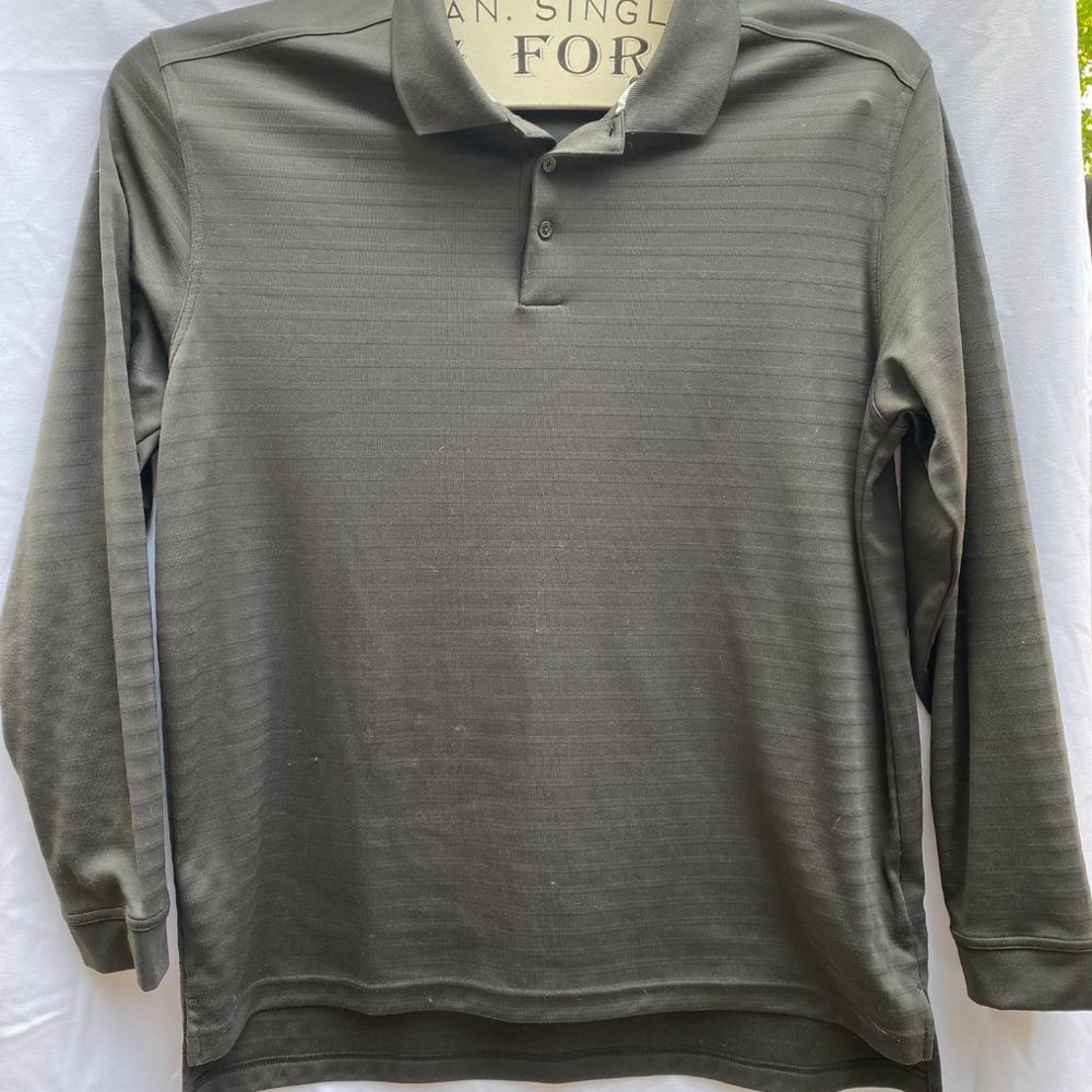 Adidas Climalite Golf Shirt XL Long Sleeve Black #88387 Tab Performance